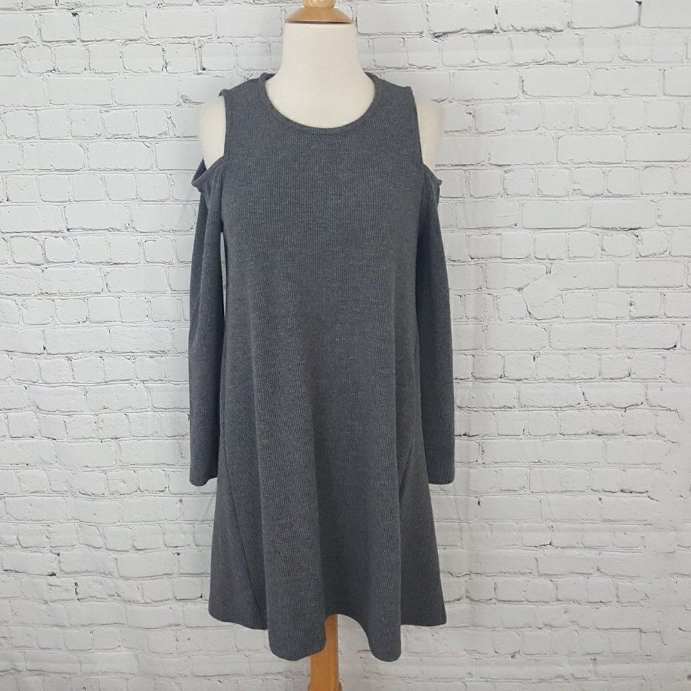 HAYDEN - LA Ribbed Cold Shoulder A-Line Dress S